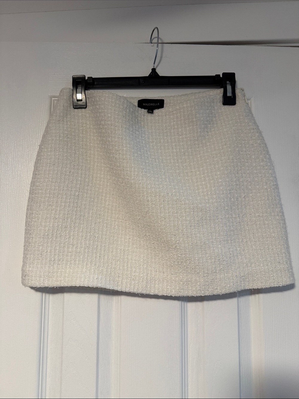 MAJORELLE Cream Textured Mini Skirt